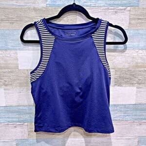 SINCERELY JULES Golf Tennis Tank Top Navy Blue White Stripes Womens Medium
